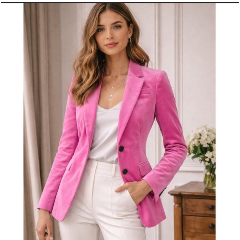 J Crew Pink Velevet Blazer